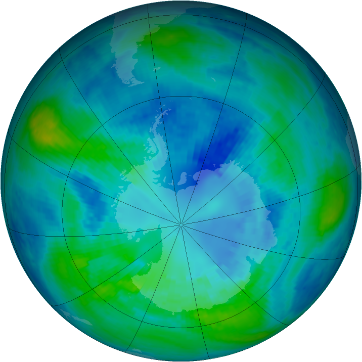 Antarctic ozone map for 10 April 2003